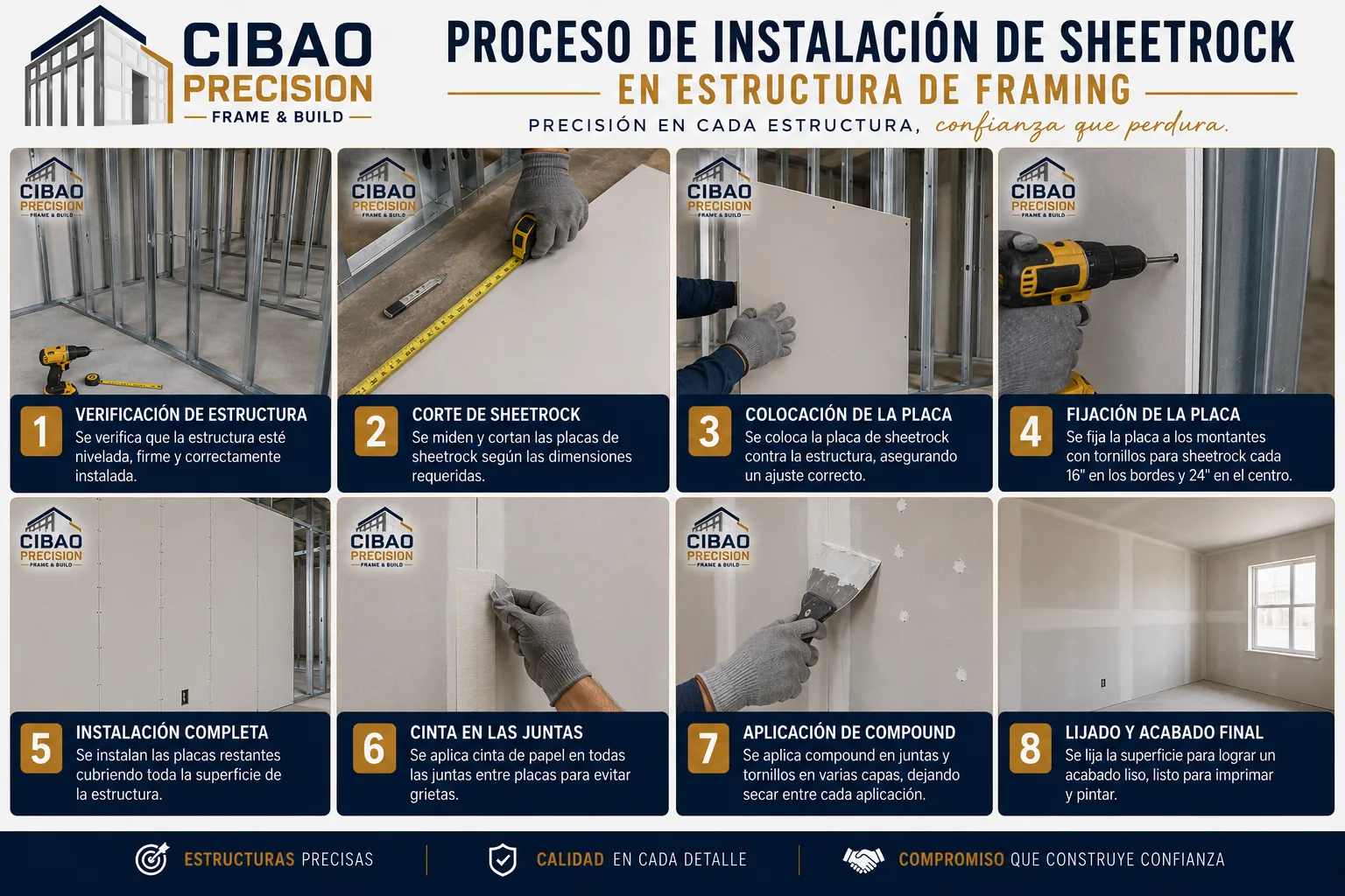 Proceso de instalación de sheetrock